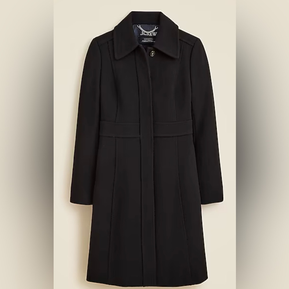 NWOT J. Crew Lady Day Topcoat in Black size 8
